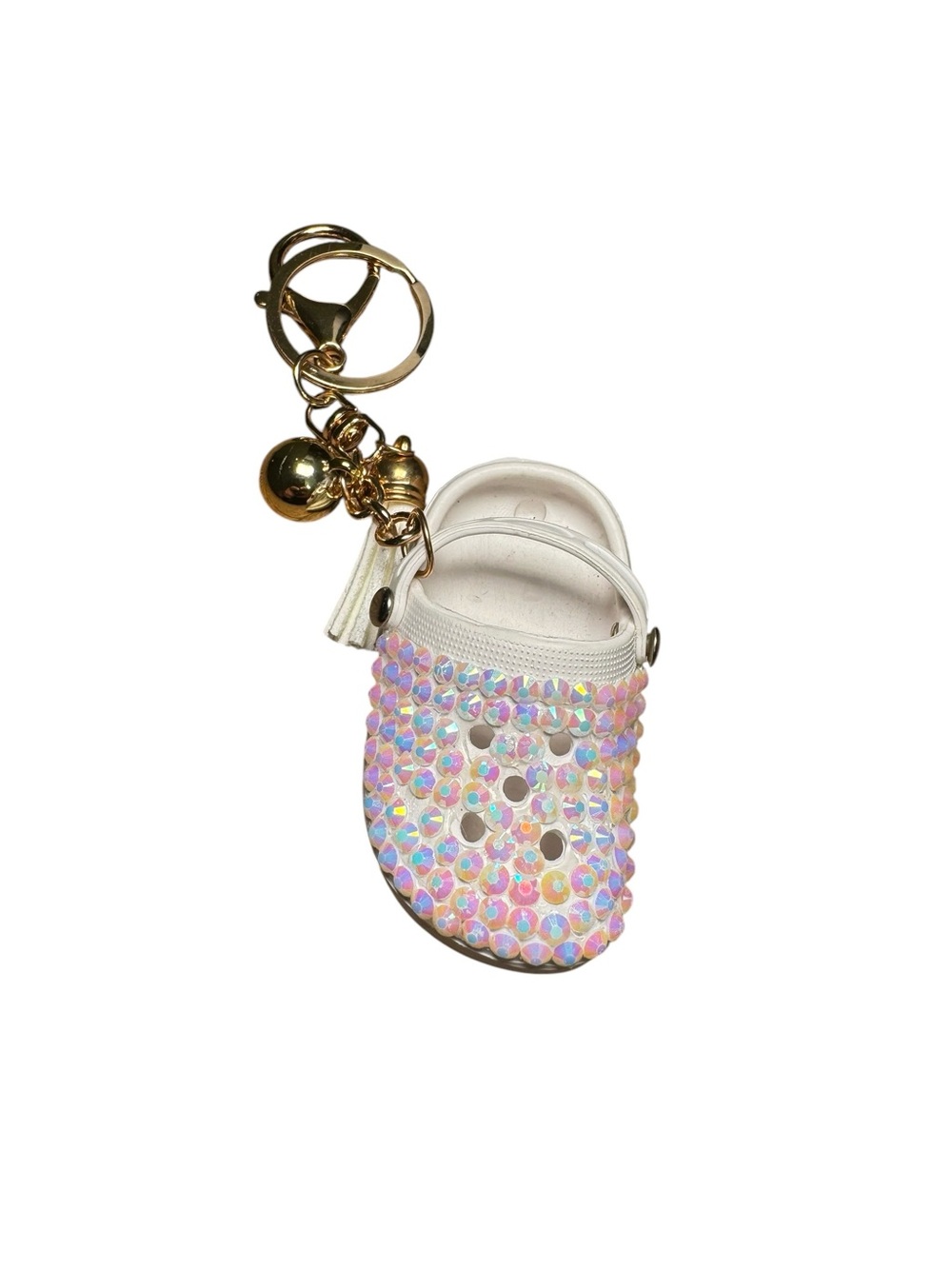 White Rhinestone Clog Bag Charm / Keychain